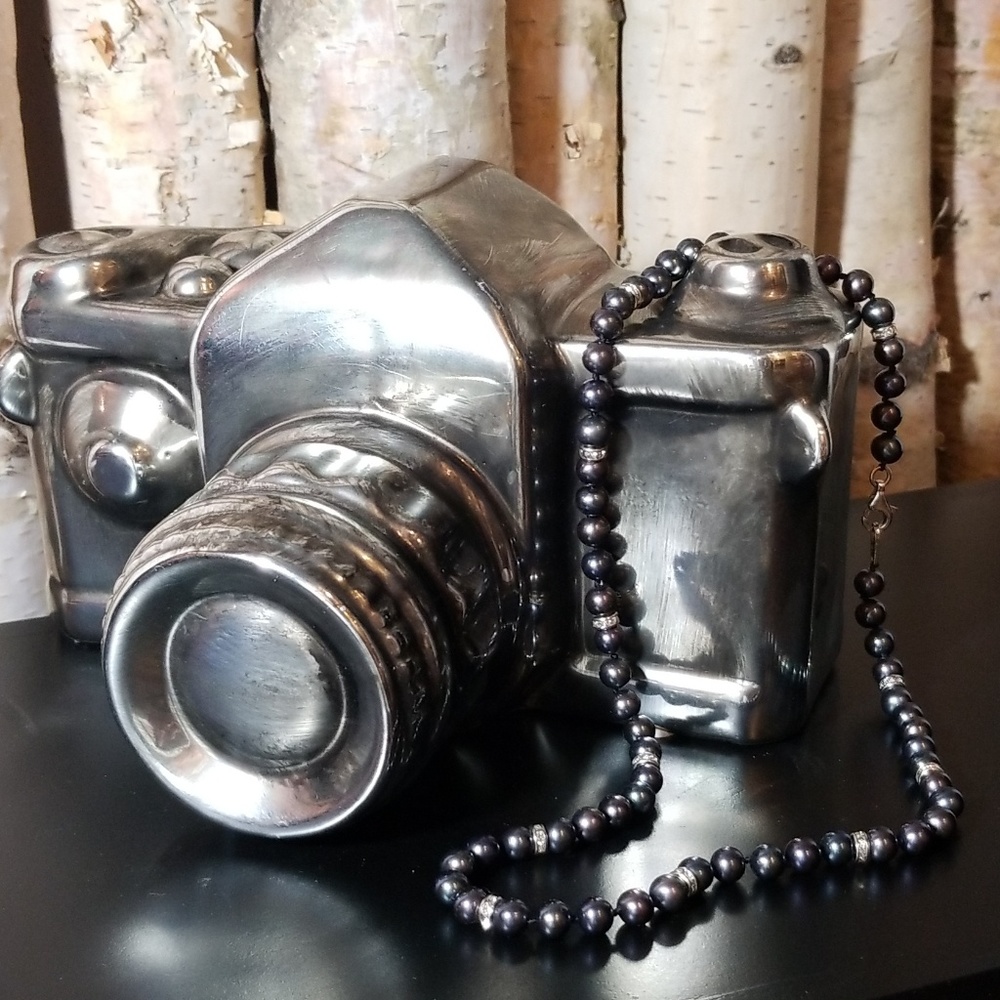 Dark Steel Grey Faux Pearl Necklace